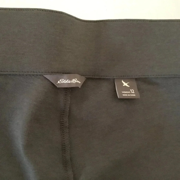 Eddie Bauer 48%  Cotton Ponte Knit Pants Gray pull on Flat Front Trouser Size 12 - Picture 6 of 11